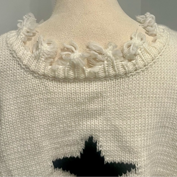 Destructed Star Sweater with Frayed Trim - Slightly Cropped, Oversized Fit - Picture 14 of 15